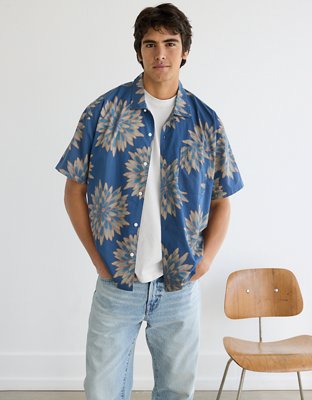 AE Floral Button-Up Poolside Shirt