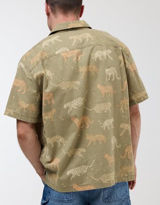 AE Poolside Linen-Blend Striped Button-Up Shirt