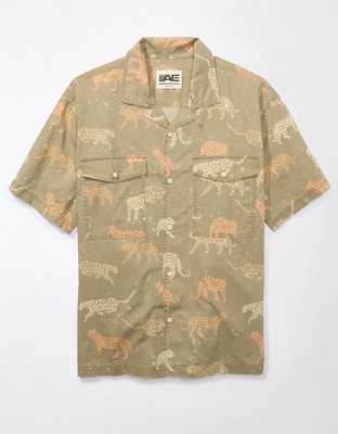 AE 24/7 Stretch Printed Button-Up Poolside Shirt