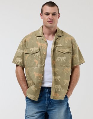 AE 24/7 Stretch Printed Button-Up Poolside Shirt