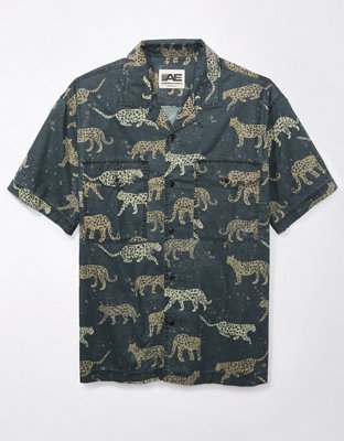Мужские рубашки American Eagle AE 24/7 Stretch Printed Button-Up Poolside Shirt — фото 5