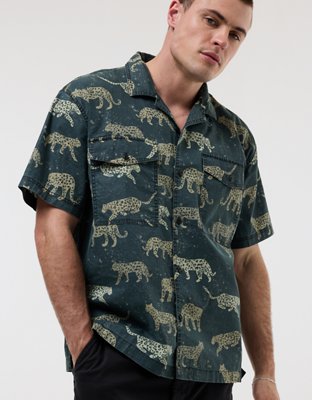 Мужские рубашки American Eagle AE 24/7 Stretch Printed Button-Up Poolside Shirt — фото 4