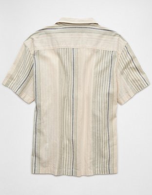 AE Linen-Blend Striped Button-Up Poolside Shirt