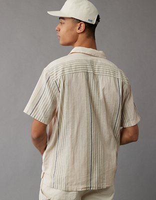 AE Poolside Linen-Blend Striped Button-Up Shirt