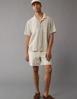 AE Linen-Blend Striped Button-Up Poolside Shirt