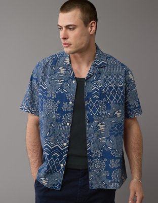 AE Printed Button-Up Poolside Shirt