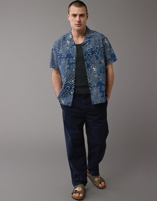 AE Printed Button-Up Poolside Shirt