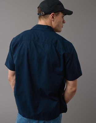 AE Poolside Linen-Blend Button-Up Shirt