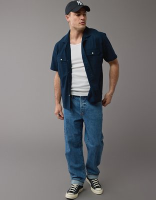 AE Poolside Linen-Blend Button-Up Shirt