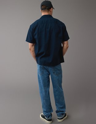 AE Poolside Linen-Blend Button-Up Shirt