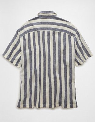 AE Poolside Linen-Blend Striped Button-Up Shirt