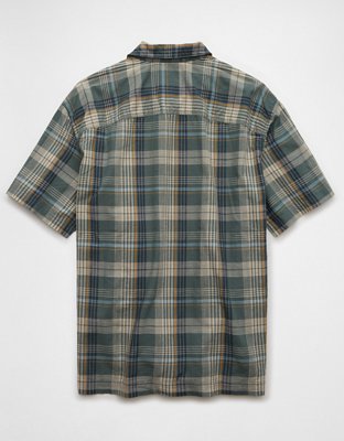 AE Camisa de Diseño Escocés con Botones para la Piscina