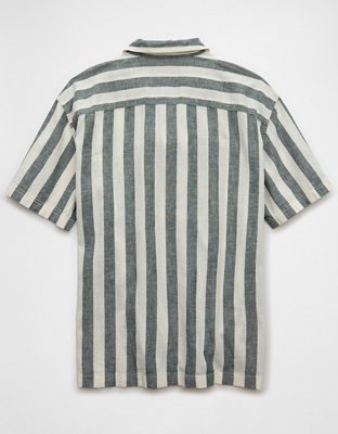 AE Poolside Linen-Blend Striped Button-Up Shirt