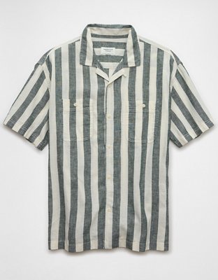 AE Poolside Linen-Blend Striped Button-Up Shirt