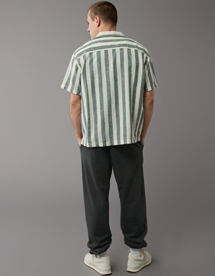 AE Poolside Linen-Blend Striped Button-Up Shirt