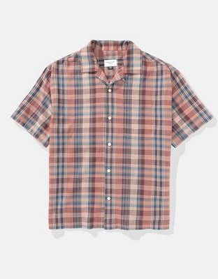 AE Plaid Button-Up Poolside Shirt