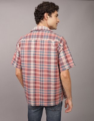 AE Plaid Button-Up Poolside Shirt