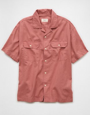 AE Poolside Linen-Blend Button-Up Shirt