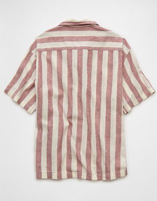 AE Poolside Linen-Blend Striped Button-Up Shirt
