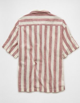 AE Linen-Blend Striped Button-Up Poolside Shirt