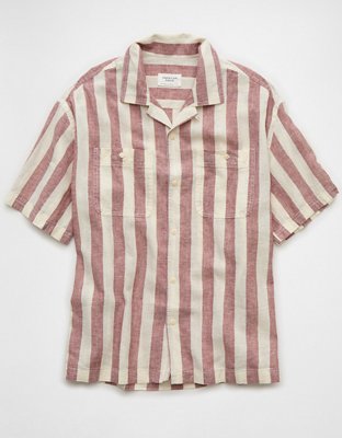 AE Poolside Linen-Blend Striped Button-Up Shirt