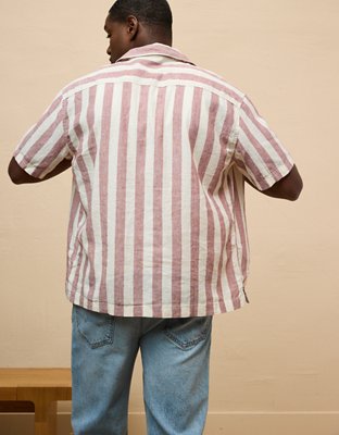 AE Poolside Linen-Blend Striped Button-Up Shirt