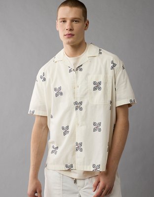 AE Printed Button-Up Poolside Shirt