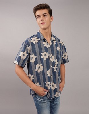 AE Printed Button-Up Poolside Shirt