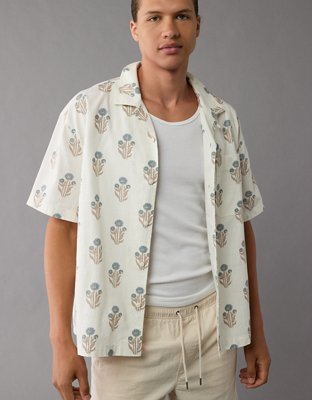 AE Camisa Floral con Botones para la Piscina