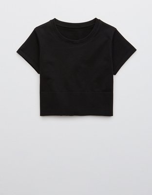 Seamless Cropped T-shirt - Black – Quaddess Apparel