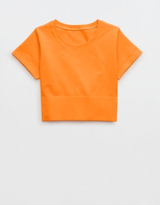 aerie, Tops, Arie Seamless Legging And Long Sleeve Crop Shirt In  Starburst Orange