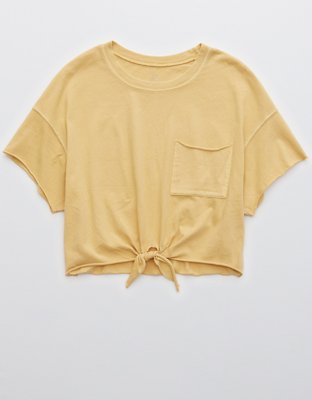 OFFLINE Tie Front Cropped T-Shirt