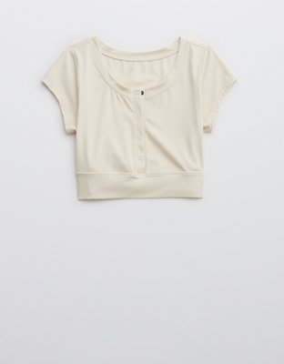 OFFLINE By Aerie Real Me Henley Crop Tee