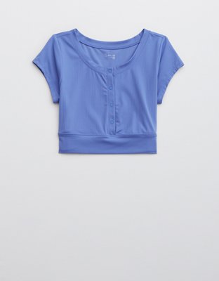 Женские футболки Aerie OFFLINE By Aerie Real Me Henley Crop Tee — фото 3