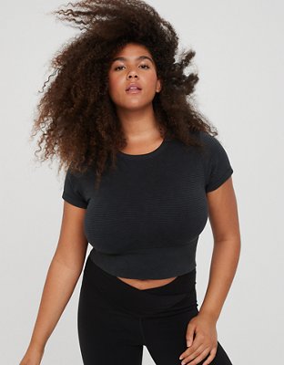 OFFLINE By Aerie Totally! Textured Seamless Cropped T-Shirt