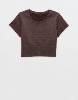 OFFLINE By Aerie Totally! Textured Seamless Cropped T-Shirt