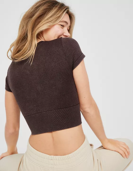 OFFLINE By Aerie Totally! Textured Seamless Cropped T-Shirt