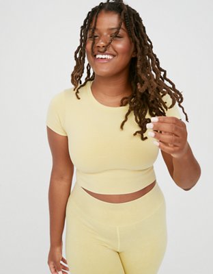 OFFLINE By Aerie Totally! Textured Seamless Cropped T-Shirt