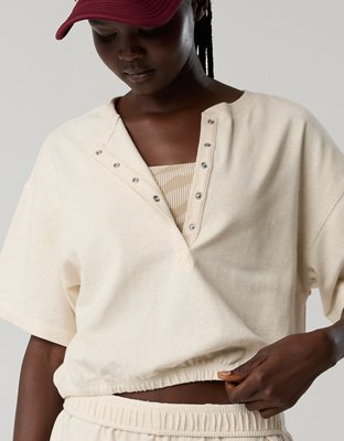 OFFLINE By Aerie Pique Henley Short Sleeve T-Shirt