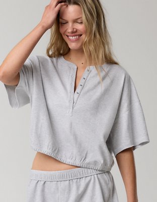OFFLINE By Aerie Pique Henley Short Sleeve T-Shirt