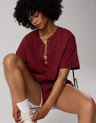OFFLINE By Aerie Pique Henley Short Sleeve T-Shirt from American Eagle - $39.95