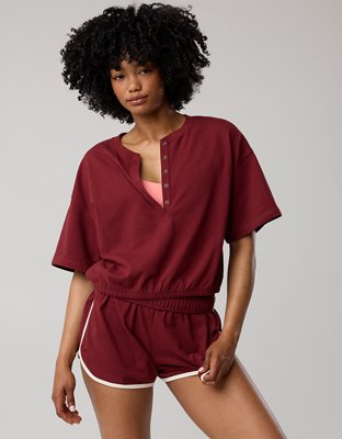 OFFLINE By Aerie Pique Henley Short Sleeve T-Shirt