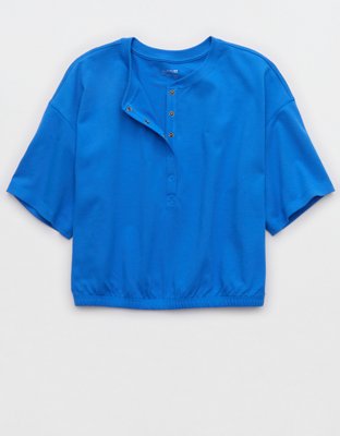 OFFLINE By Aerie Pique Henley Short Sleeve T-Shirt