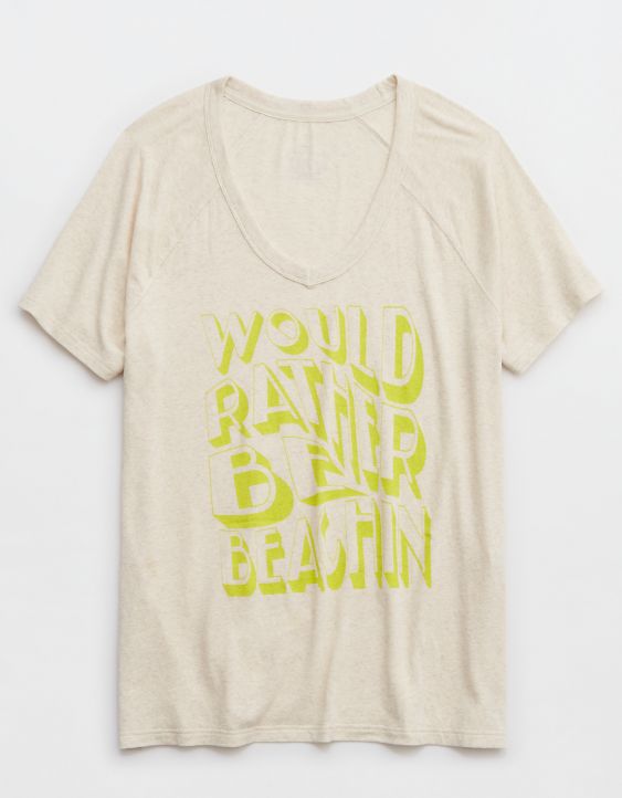 OFFLINE By Aerie T-shirt de algodón elástico escote V