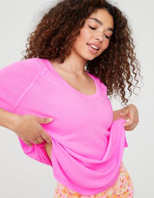 OFFLINE By Aerie Bouncy Cotton V-Neck T-Shirt