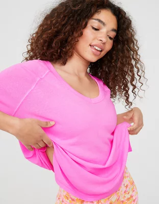 OFFLINE By Aerie Bouncy Cotton V-Neck T-Shirt