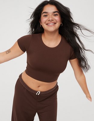 Offline by Aerie Crop Top Sidewalk Seamless Ribbed