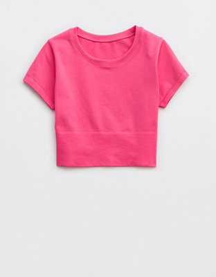 pink crop top t shirt