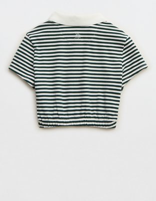 Женские футболки Aerie OFFLINE By Aerie Courtside Bubble Hem Cropped Polo T-Shirt — фото 4