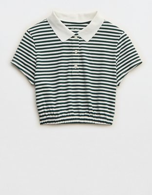 Женские футболки Aerie OFFLINE By Aerie Courtside Bubble Hem Cropped Polo T-Shirt — фото 3